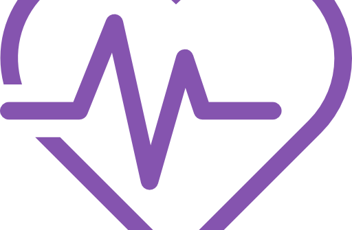 Purple heart with heartbeat line icon